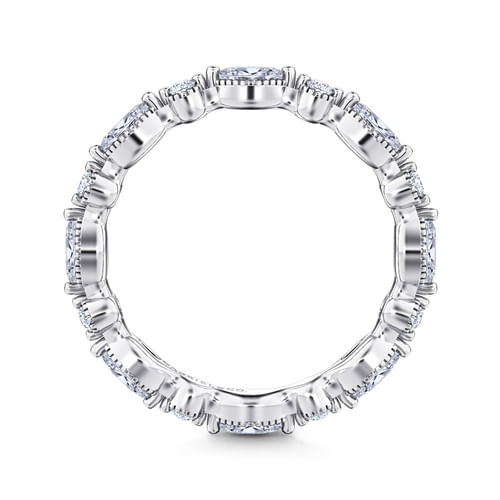 14K White Gold Double Prongs Marquise and Round Diamond Eternity Band