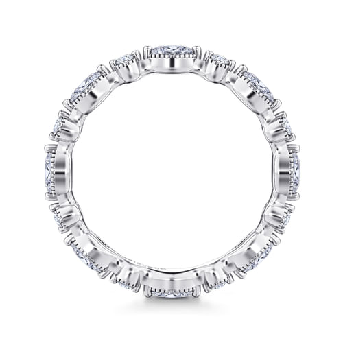 14K White Gold Double Prongs Marquise and Round Diamond Eternity Band