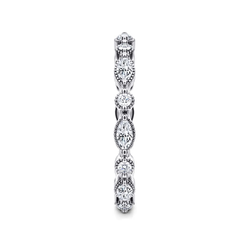 14K White Gold Double Prongs Marquise and Round Diamond Eternity Band