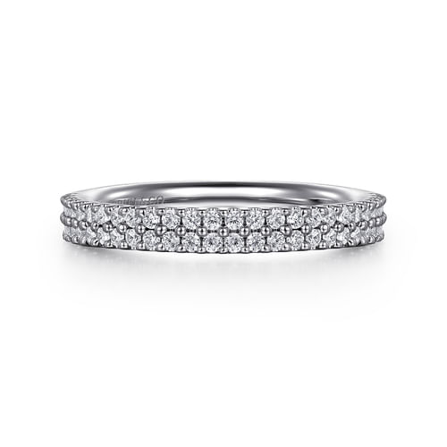 14K White Gold Double Row Diamond Anniversary Band