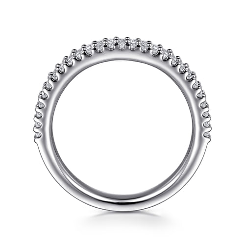 14K White Gold Double Row Diamond Anniversary Band
