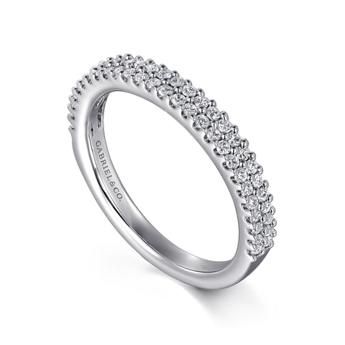 14K White Gold Double Row Diamond Anniversary Band