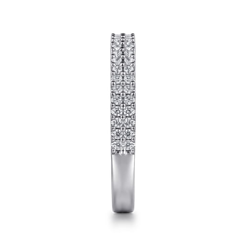 14K White Gold Double Row Diamond Anniversary Band