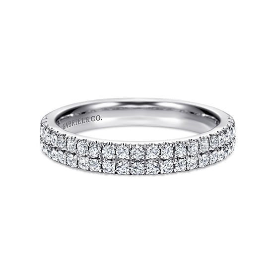 Gabriel - 14K White Gold Double Row Diamond Anniversary Band