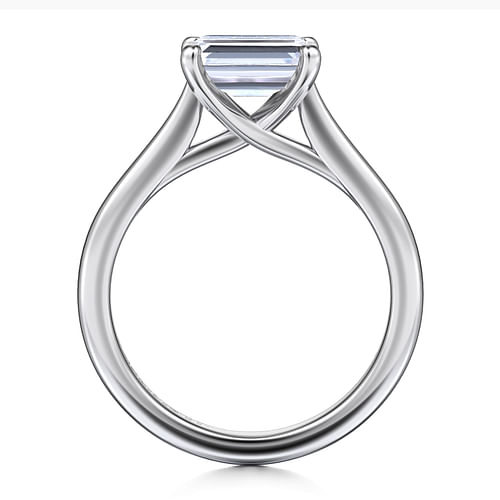 14K White Gold East West Emerald Solitaire Engagement Ring