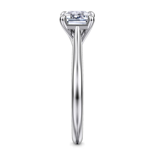 14K White Gold East West Emerald Solitaire Engagement Ring