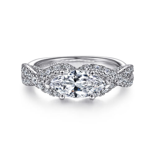 14K White Gold East West Marquise Shape Diamond Engagement Ring 14K White Gold East West Marquise Shape Diamond Engagement Ring