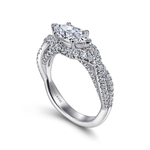 14K White Gold East West Marquise Shape Diamond Engagement Ring 14K White Gold East West Marquise Shape Diamond Engagement Ring