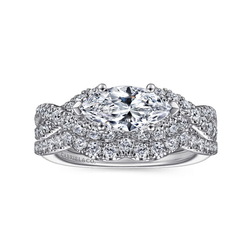 14K White Gold East West Marquise Shape Diamond Engagement Ring 14K White Gold East West Marquise Shape Diamond Engagement Ring