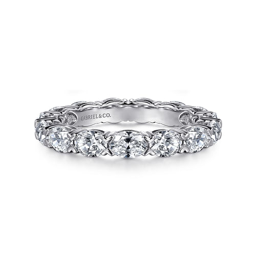 14K White Gold East West Oval Diamond Eternity Band