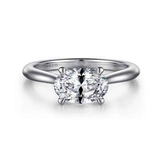 Gabriel - 14K White Gold East West Oval Solitaire Engagement Ring