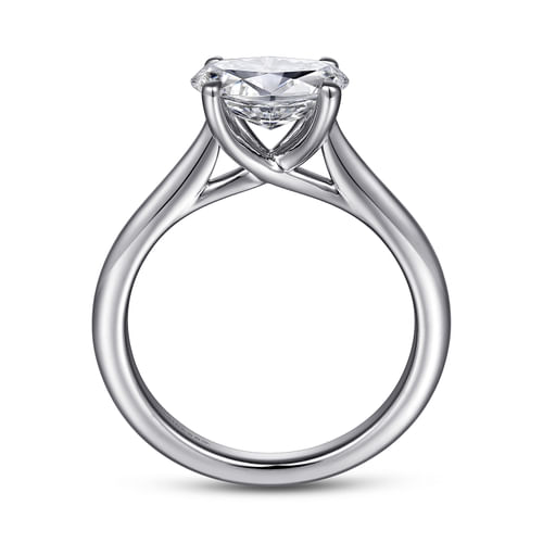 14K White Gold East West Oval Solitaire Engagement Ring