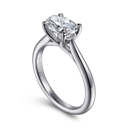 14K White Gold East West Oval Solitaire Engagement Ring