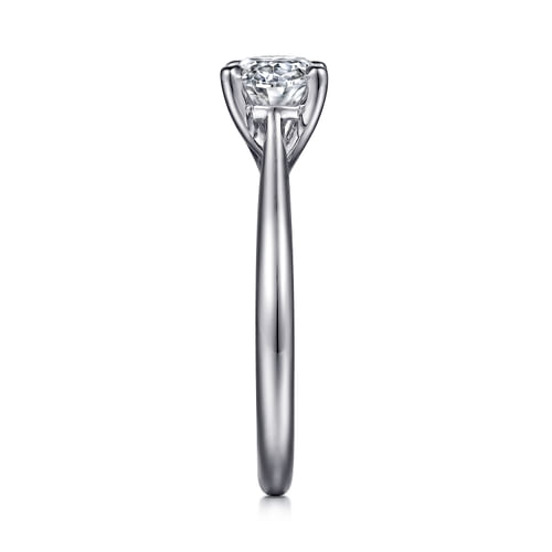 14K White Gold East West Oval Solitaire Engagement Ring