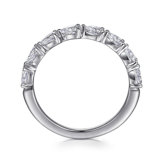 14K White Gold East West Prong Set Pear Shape Diamond Anniversary Band angle 2