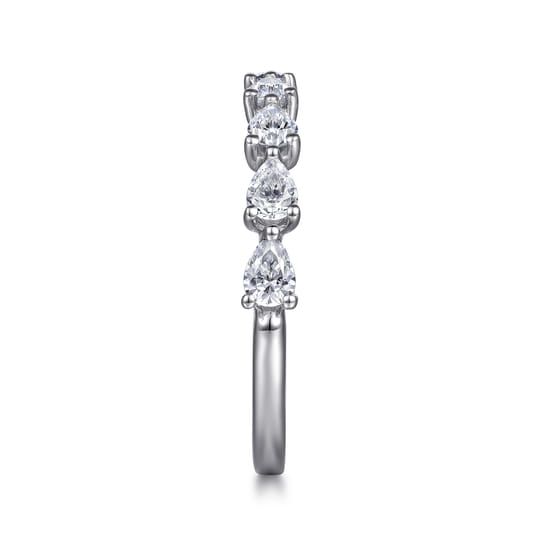 14K White Gold East West Prong Set Pear Shape Diamond Anniversary Band angle 4