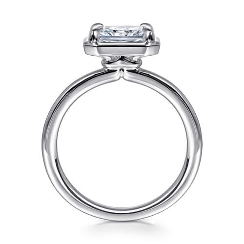 14K White Gold East West and Bezel Prong Radiant Cut Diamond Engagement Ring