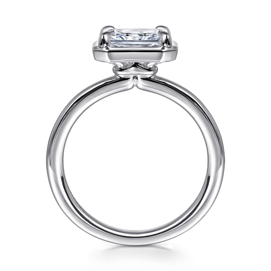 14K White Gold East West and Bezel Prong Radiant Cut Diamond Engagement Ring angle 2