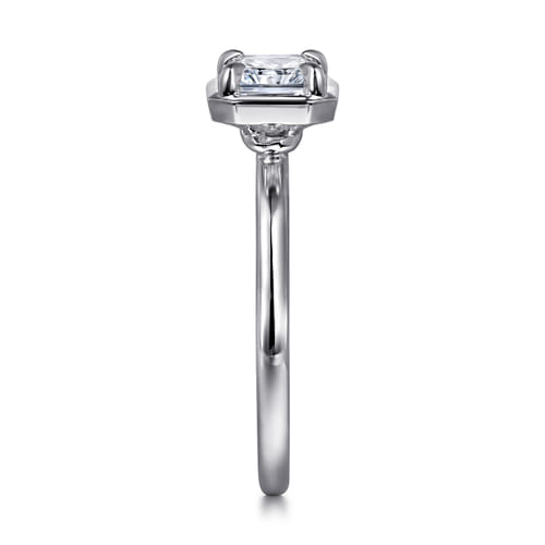 14K White Gold East West and Bezel Prong Radiant Cut Diamond Engagement Ring