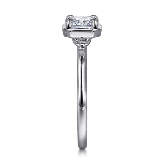14K White Gold East West and Bezel Prong Radiant Cut Diamond Engagement Ring angle 5
