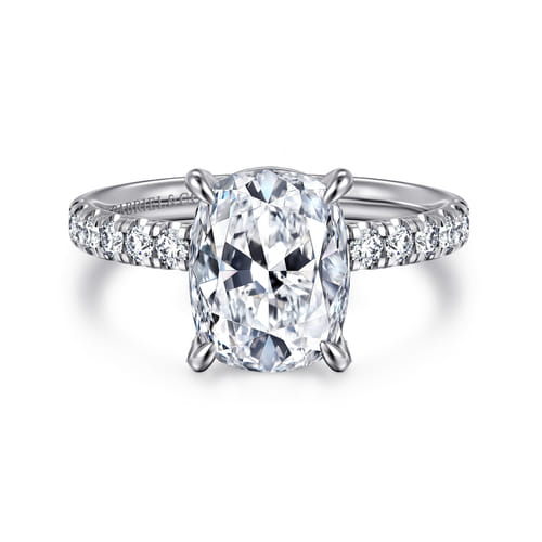 14K White Gold Elongated Cushion Diamond Engagement Ring