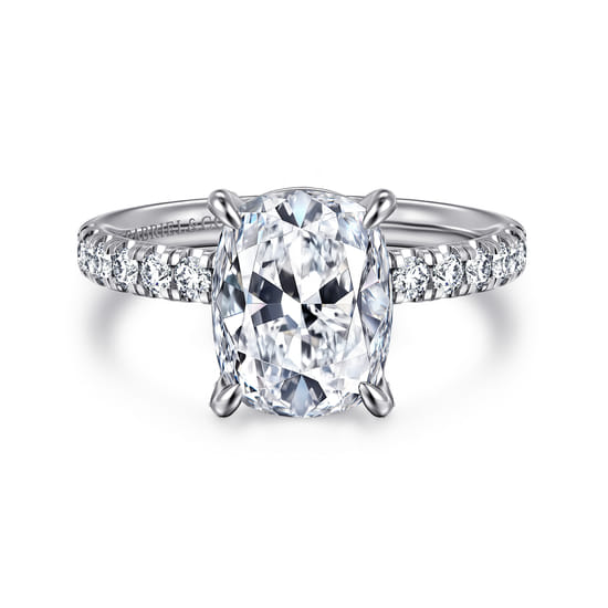 14K White Gold Elongated Cushion Diamond Engagement Ring
