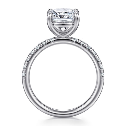 14K White Gold Elongated Cushion Diamond Engagement Ring