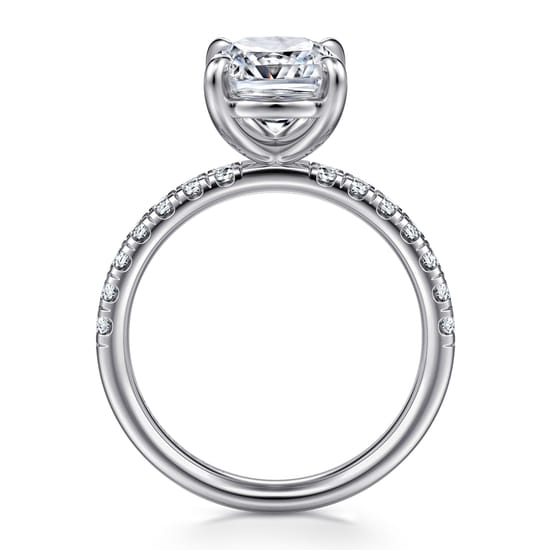 14K White Gold Elongated Cushion Diamond Engagement Ring angle 2