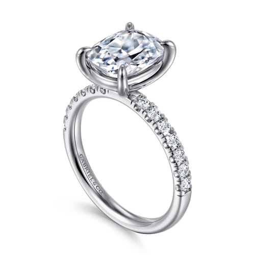 14K White Gold Elongated Cushion Diamond Engagement Ring