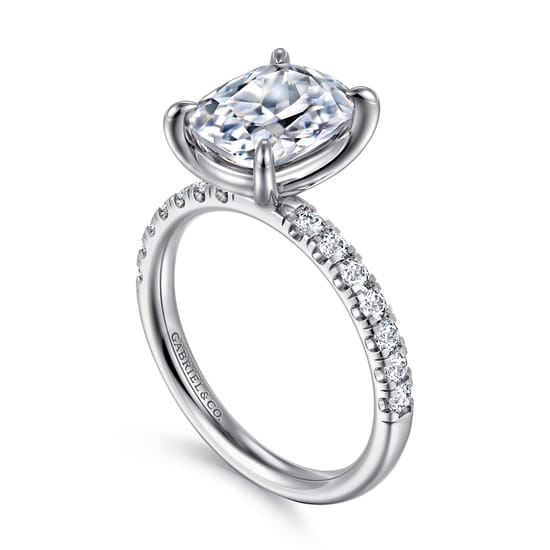 14K White Gold Elongated Cushion Diamond Engagement Ring angle 3
