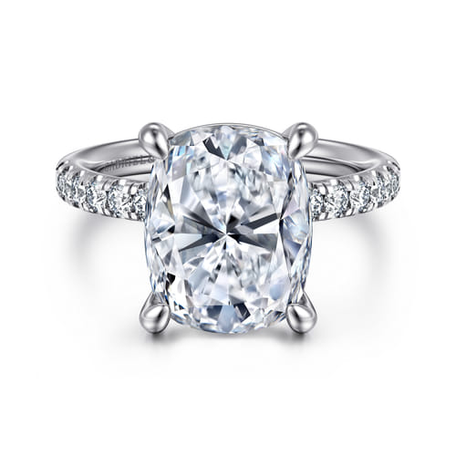 14K White Gold Elongated Cushion Diamond Engagement Ring