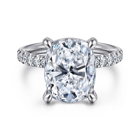 14K White Gold Elongated Cushion Diamond Engagement Ring