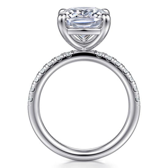 14K White Gold Elongated Cushion Diamond Engagement Ring angle 2