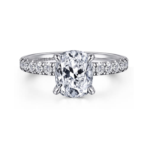 14K White Gold Elongated Cushion Diamond Engagement Ring