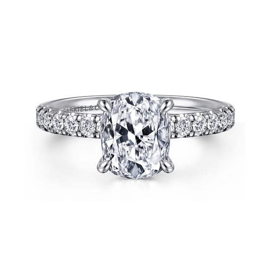 14K White Gold Elongated Cushion Diamond Engagement Ring