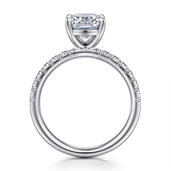 14K White Gold Elongated Cushion Diamond Engagement Ring angle 2