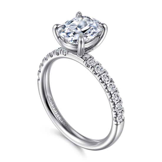 14K White Gold Elongated Cushion Diamond Engagement Ring angle 3