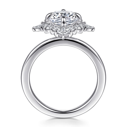 14K White Gold Elongated Cushion Halo Diamond Engagement Ring