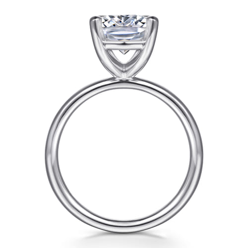14K White Gold Elongated Cushion Solitaire Diamond Engagement Ring