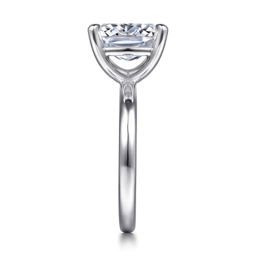 14K White Gold Elongated Cushion Solitaire Diamond Engagement Ring