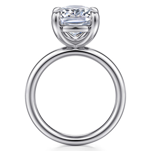 14K White Gold Elongated Cushion Solitaire Diamond Engagement Ring