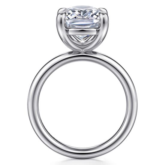 14K White Gold Elongated Cushion Solitaire Diamond Engagement Ring angle 2