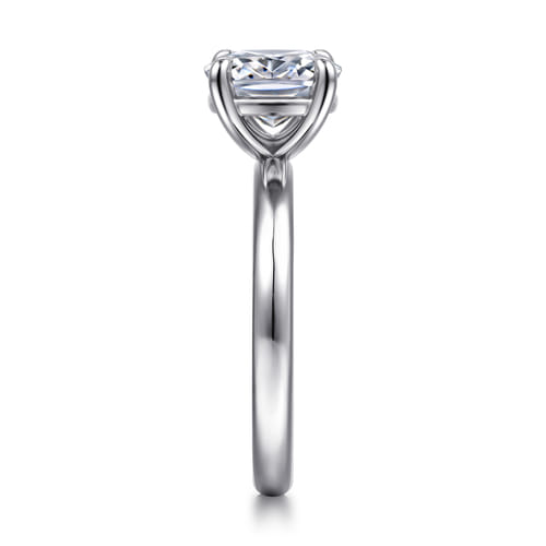 14K White Gold Elongated Cushion Solitaire Diamond Engagement Ring