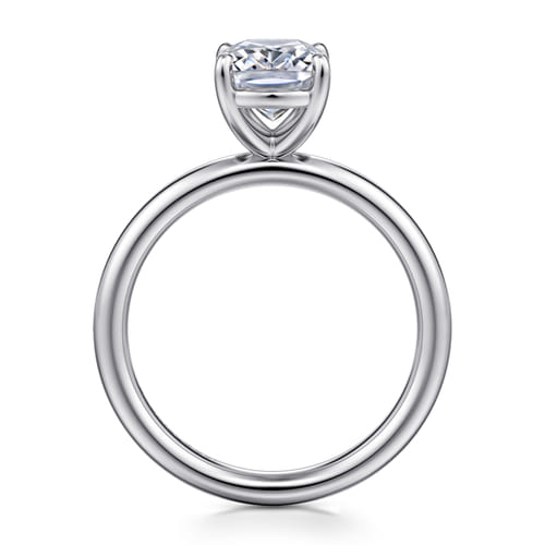 14K White Gold Elongated Cushion Solitaire Engagement Ring