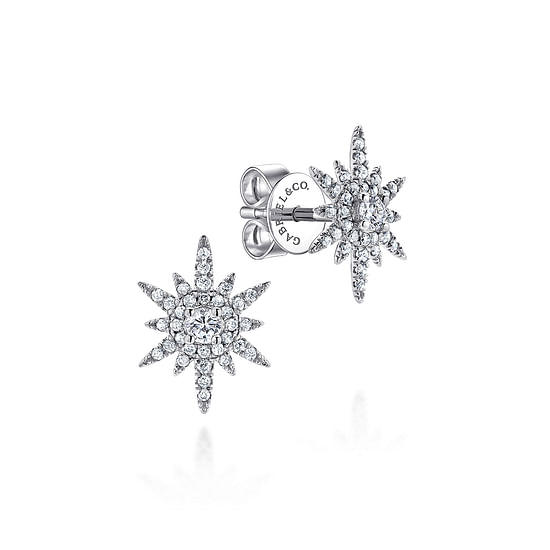 Gabriel - 14K White Gold Elongated Diamond Starburst Earrings