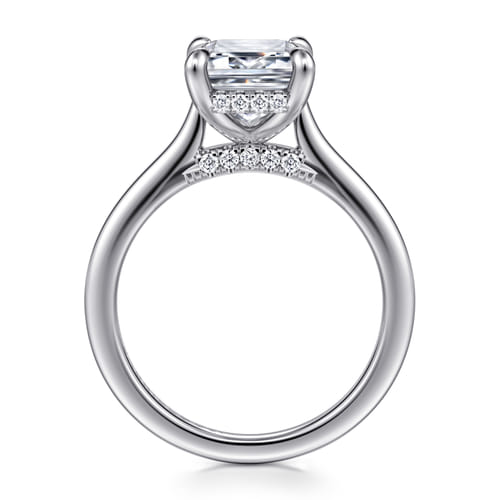 14K White Gold Emerald Cut  Diamond Engagement Ring