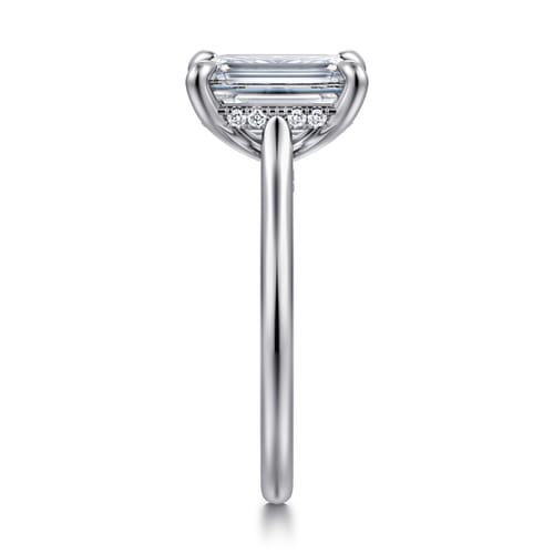 14K White Gold Emerald Cut  Diamond Engagement Ring