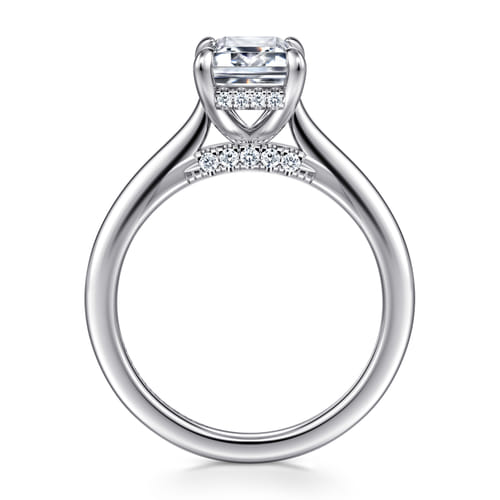 14K White Gold Emerald Cut  Diamond Engagement Ring