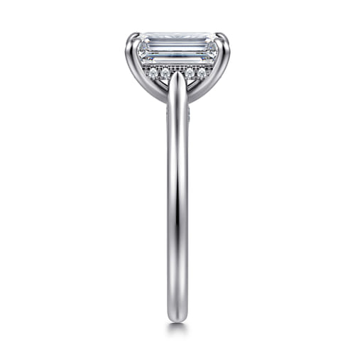 14K White Gold Emerald Cut  Diamond Engagement Ring