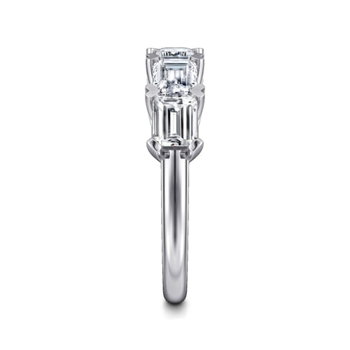 14K White Gold Emerald Cut Diamond Anniversary Band